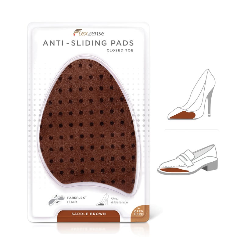 FLEXZENSE Anti-Sliding Pads Closed Toe | Supportive Cushioning and Reduce Foot Slip | 1 Pair (Saddle Brown) - Image 2
